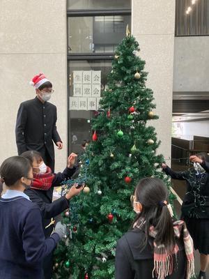 ラーニングストリートに飾られたクリスマスツリー